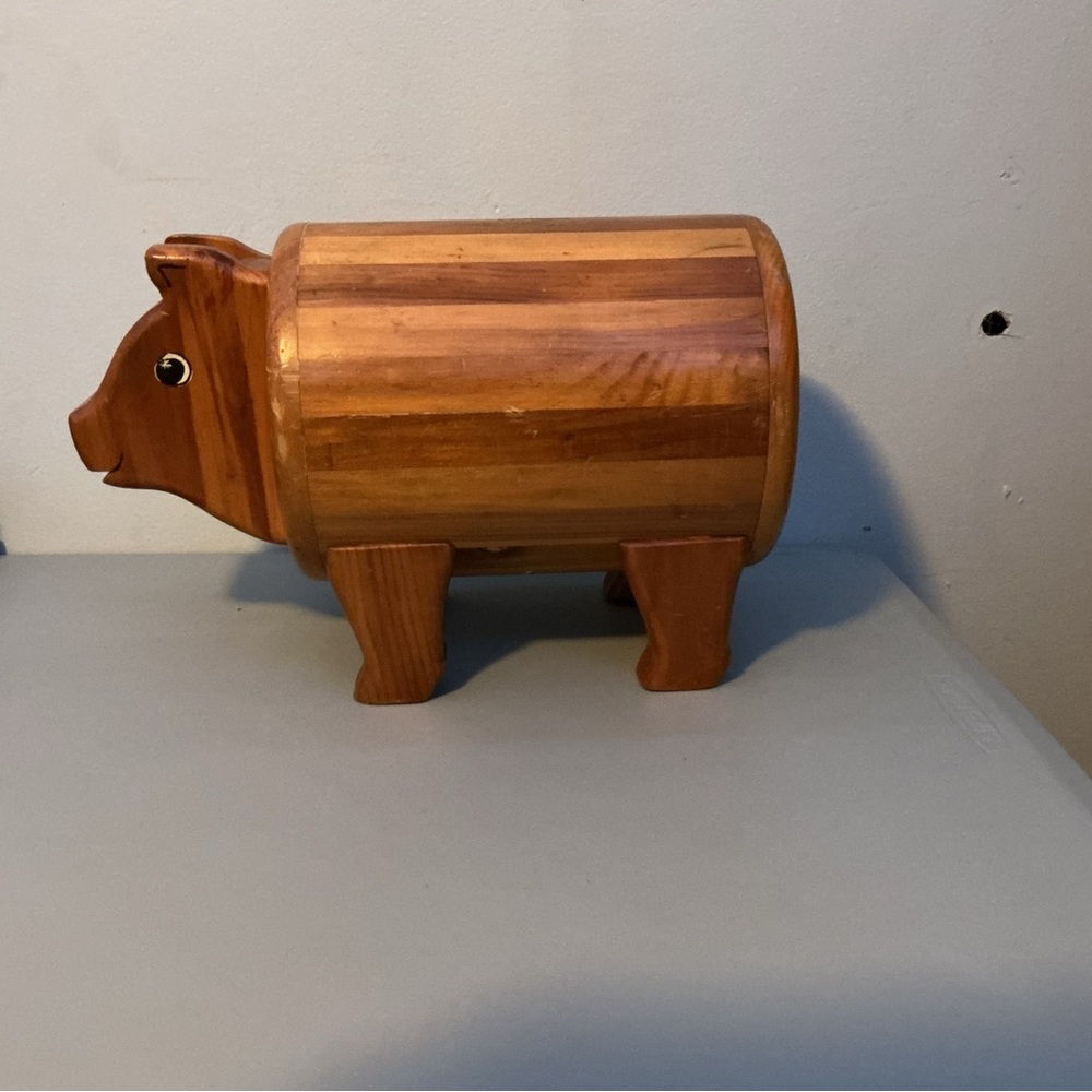 Wooden Pig Shaped Decorative Box